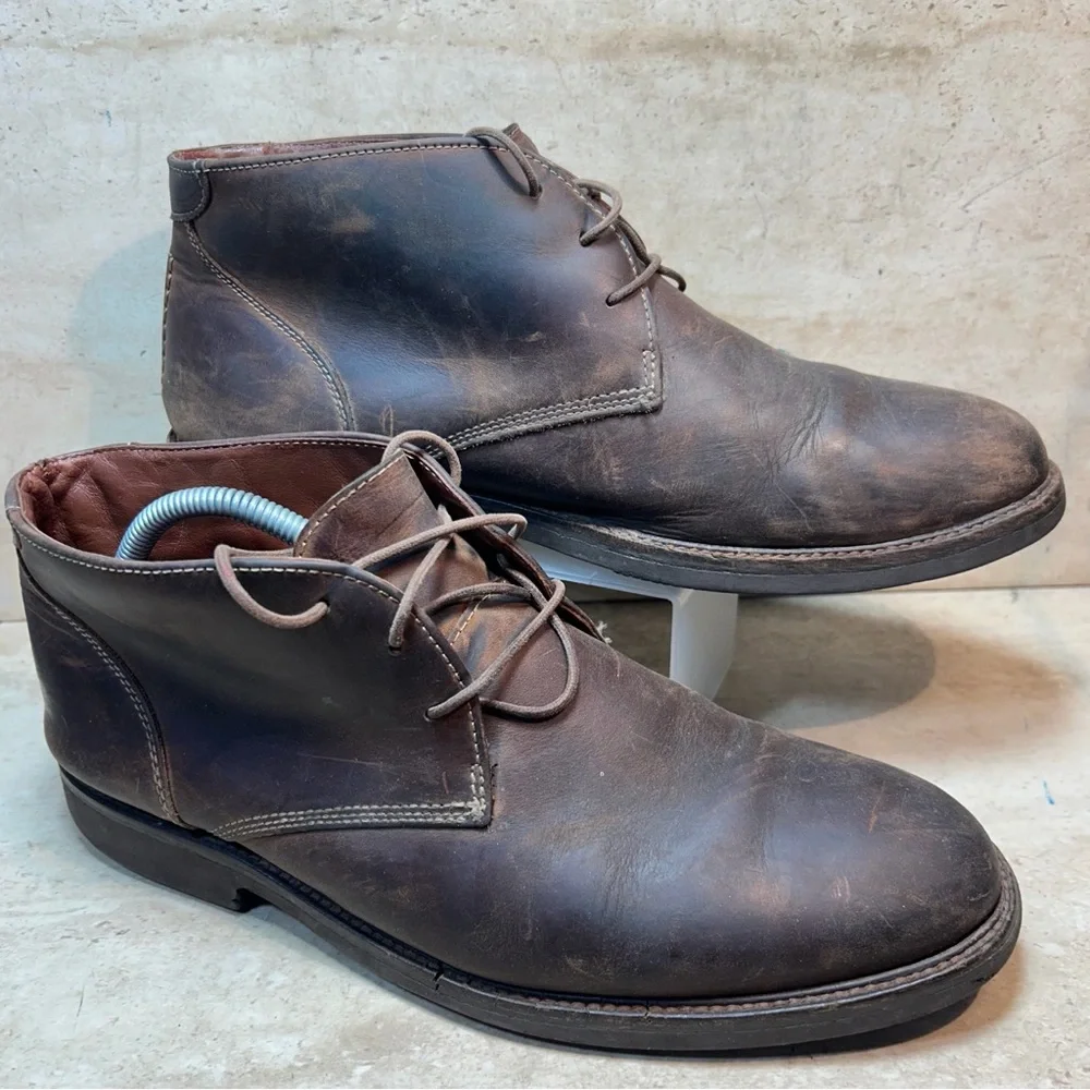 Johnston & Murphy Mens Brown Leather Chukka Boots Vibram Gumlite 10M‎ 25-1870